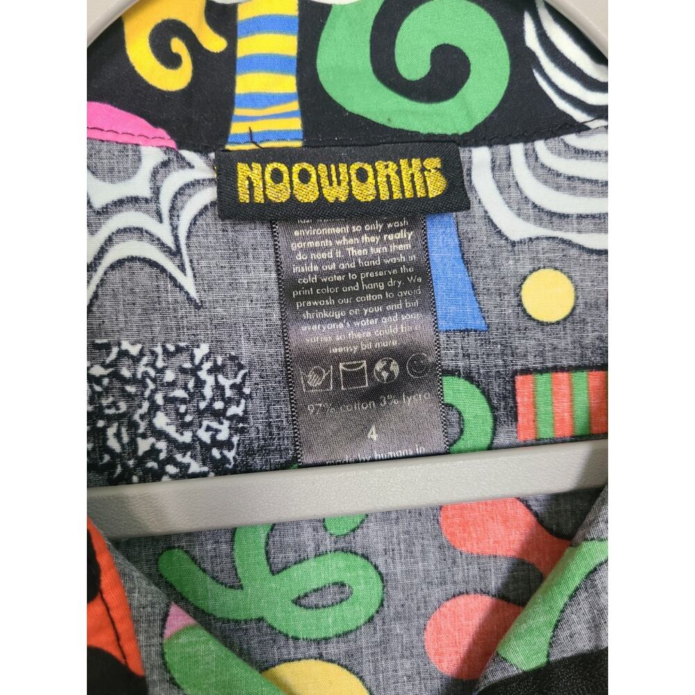 Nooworks Party Mix Leah Work Dress Retro 80s Pop Art Neon Half Zip Size 4(M) - Picture 2 of 5